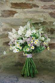 Sweet Hand Tied Wildflower Bouquet White Freesia White Astilbe White Veronica White Astran Summer Wedding Bouquets Wildflower Wedding Bridal Bouquet Pink