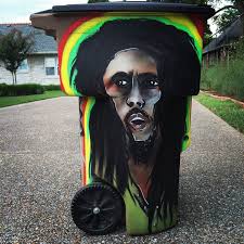 Bob Marley trash can , painted July 2014