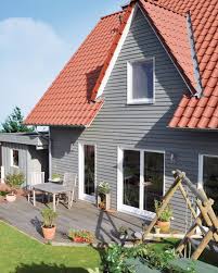 Husband added dark brown metal roof. Osmo Country Colour Exterior Wood Oil Light Grey 19 Colours Cladding Ideas Terracotta Roof House Best Exterior House Paint Red Roof House