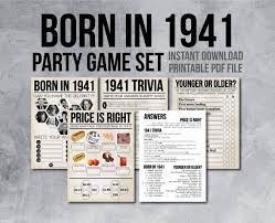 Well, what do you know? 80th Birthday Party Games Born In 1941 80th Birthday Trivia Etsy In 2021 80th Birthday Party Birthday Party Games 80th Birthday