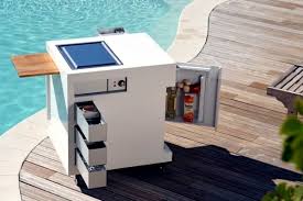 This outdoor kitchen features a barbecue grill. Mobile Mini Outdoor Kitchen Summer Barbecue Party By The Pool Or In The Garden Interior Design Ideas Ofdesign