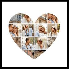 Photo collages with colorful background. Heart Photo Collage With Free Heart Shaped Templates