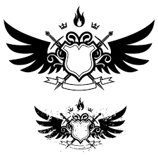 Wings Shield Sword Fire Combination Of Vector Banner Vector Desain