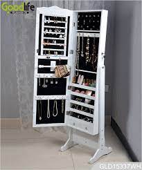 Best choice products hanging mirror jewelry armoire cabinet for door or wall mount w/ led lights, cosmetics tray, lock. Chinese Wooden Jewelry Storage Cabinet With Full Length Dressing Mirror From Goodlife