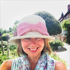 Timeless Style Cream Cotton Sun Hat With Big Pink Bow & Sash, Laura Ashley  Look Picture Hat, Informal Wedding Guest Hat, Convertible Car Hat