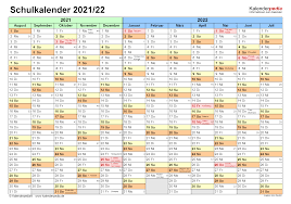 Praktische, vielseitige monatskalender für den kalendermonat juni 2021 mit farblich markierten bundesweiten feiertagen und kalenderwochen. Schulkalender 2021 2022 Als Pdf Vorlagen Zum Ausdrucken