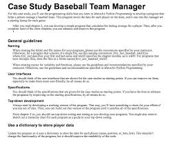 Case Study Baseball Team Manager For This Case Stu