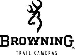 The wordmark features a geometric slab serif typeface called lhf full block. Browning Trail Cameras