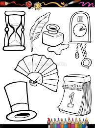 Desenho Animado Pagina De Colorir Objetos Retro Stockphoto 9921056 Banco De Imagens Panthermedia