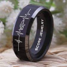 Denver Broncos Ring Denver Broncos Band Denver Broncos Jewelry Denver Broncos Wedding Ring Denve Black Tungsten Rings Football Rings New England Patriots Rings