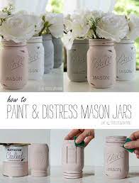 How To Paint And Distress Mason Jars Distressed Mason Jars Mason Jar Diy Mason Jar Crafts