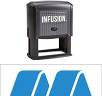 Infusion Sello de logotipo autoentintado personalizado, grande,  rectangular, de 1.5 x 3 pulgadas, azul cielo