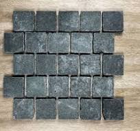 Dark Grey G684 Granite Flamed Sawn Cut Net back Cobblestone 8796
