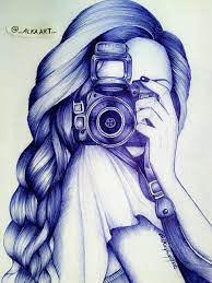 Blue Ball Pen Sketch Camera Ballpoint Pen Art Camera Drawing Sketches Pen Sketch