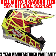 Bell Moto 9 Carbon Flex Helmet Strapped Yellow Red Pro