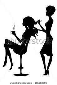 Vector Illustration Of Black Silhouette Hairdresser And Client Kapsalons Afbeeldingen Kapper