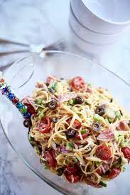 Summer Italian Spaghetti Salad Recipe Salad Recipes Spaghetti Salad Yummy Salad Recipes