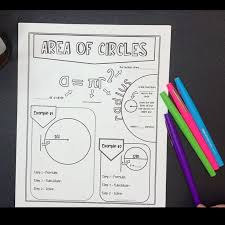 Area Of Circles And Circumference Distance Learning Printable Notes Circle Math Math Projects Middle School Math Resources