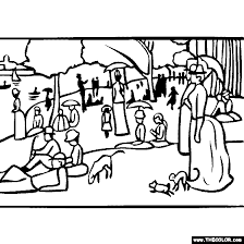 Study for a sunday on la grande jatte, 1884; Famous Paintings Coloring Pages