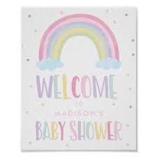 Pastel Rainbow Baby Shower Welcome Poster Zazzle Com Rainbow Baby Shower Rainbow Baby Pastel Rainbow