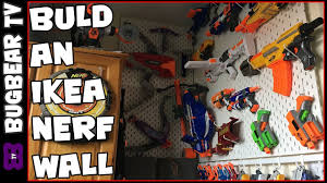 I have seen nerf displays made from peg board, but i wanted something high tech looking i bought the three wall display racks that are six feet tall. How To Build An Ikea Nerf Wall Uk Pegboard Ikea Skadis Bugbear Tv Youtube