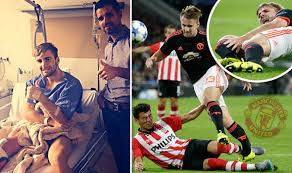Luke shaw will start his first season with manchester united on the sideline after the club confirmed a hamstring injury would keep him out of action for four weeks. Manchester United Star Luke Shaw Releases Statement Following Double Leg Break Nightmare Football Sport Express Co Uk