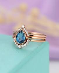 3pcs Topaz Engagement Ring London Blue Rose Gold Diamond Etsy London Blue Topaz Engagement London Blue Topaz Engagement Rings Blue Engagement Ring