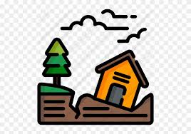 A view of a house distroyed by an earthquake with a sign of earthquake ahead. Earthquake Landslide Free Clip Art Free Transparent Png Clipart Images Download