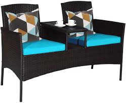 Transform the outdoor of your sweet home. Amazon Com Tangkula Outdoor Rattan Loveseat Patio Conversation Set With Cushions Table Modern Patio Furniture Set Wicker Sofa Set With Built In Coffee Table Rattan Sofas For Garden Lawn Backyard Garden Outdoor