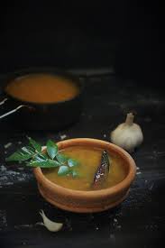 Garlic Rasam Served In A Clay Bowl With Curry Leaf Rasam Recipe Vegetarian Recipes Healthy Best Soup Recipes