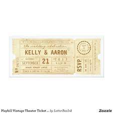 Playbill Vintage Theater Ticket Wedding Invitation Zazzle Com Ticket Wedding Invitations Wedding Invitations Theater Tickets