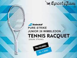 Babolat Pure Strike Junior 26 Wimbledon Tennis Racquet 250gm Strung Wimbledon Tennis Racquets Tennis