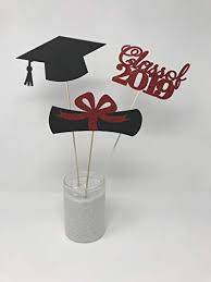 Amazon Com Graduation Party Decorations 2019 Graduation Centerpiece Sticks Grad Cap Diploma Graduation Party Decor Graduation Center Pieces Red Graduation
