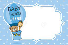Baby Shower Card With It S A Boy Announcement And A Bear And Royalty Free Cliparts Vectors And St Baby Shower Cards It S A Boy Announcement Baby Boy Shower