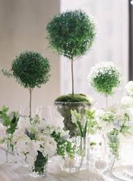 6 Ways To Use Mini Trees As Unexpected Wedding Decor Wedding Floral Centerpieces Tree Centrepiece Wedding Topiary Wedding