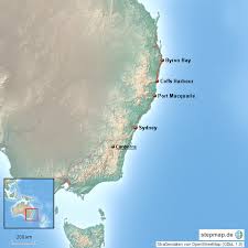 Bed and breakfast byron bay. Coffs Harbour Byron Bay Von Gamma Crucis Landkarte Fur Australien Ozeanien