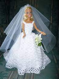 Pin By Jo Sjoberg On Crafts And More Crochet Wedding Dresses Crochet Doll Dress Barbie Wedding Dress