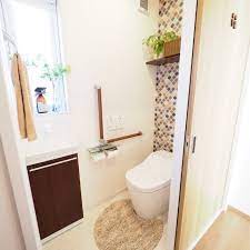 バス トイレ ニトリのトイレマット タイル風壁紙 アラウーノ panasonic などのインテリア実例 2017 02 05 18 46 16 roomclip ルームクリップ アラウーノ トイレマット トイレ マット 北欧