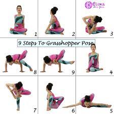 Practicing this yoga pose will take you through an arm balance, a spinal twist and a hip opener. 9 Steps To Grasshopper Pose Elena Miss Yoga