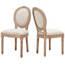 Chair in antique white finish Buy Avawing Farmhouse Fabric Dining Room Chairs 2 Pcs French Chairs With Round Back Brown Wood Legs Oval Side Chairs For Dining Room Living Room Kitchen Restaurant Cream White Online In Indonesia B08w2gpyxp