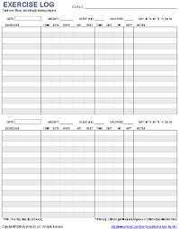 Free Printable Exercise Log And Blank Exercise Log Template