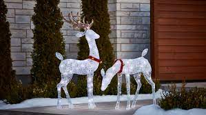 Christmas yard garden stake decor reindeer decoration, outdoor metal yard sign lawn stake christmas deer decor with decorative candy cane antlers holiday decoration for lawn pathway walkway (1) 4.5 out of 5 stars. Outdoor Christmas Decoration Ideas Lowe S Canada