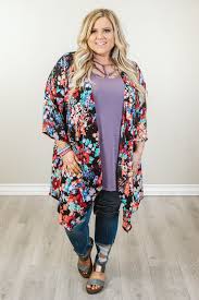 curvy on the bright side kimono black plus size outfits