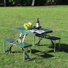 Deep Green Outdoor Aluminum Portable Folding Camping Picnic Table Case 4 Seats Folding Picnic Table Picnic Table Camping Table