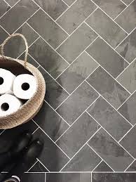 Black Slate Herringbone Tile Floor Transitional Laundry Room Herringbone Tile Floors Trendy Bathroom Tiles Room Tiles