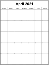 Select either a blank monthly calendar layout from among the many websites on the internet or lovely monthly calendars with over 101 various histories or borders. April 2021 Vertical Calendar Portrait