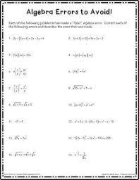 Algebra Error Detection Practice Worksheet Ap Calculus Free Math Lessons Algebra Worksheets