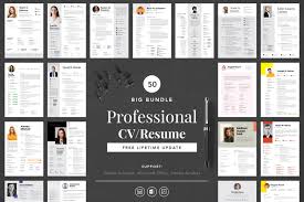 Get a custom typeface design for your brand. Big Bundle Professional Cv Resume Indesign Template In Resume Templates On Yellow Images Creative Store