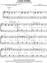 Look Down From Les Miserables Sheet Music Easy Piano In Bb Major Transposable Download Print Sheet Music Download Sheet Music Les Miserables