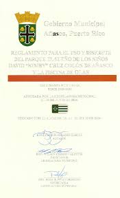 OM-15-2023-2024 Reglamento Para el Uso y Disfrute del Parque el Sueño de  los Niños David "Kimby" Cruz Colón y la Pi